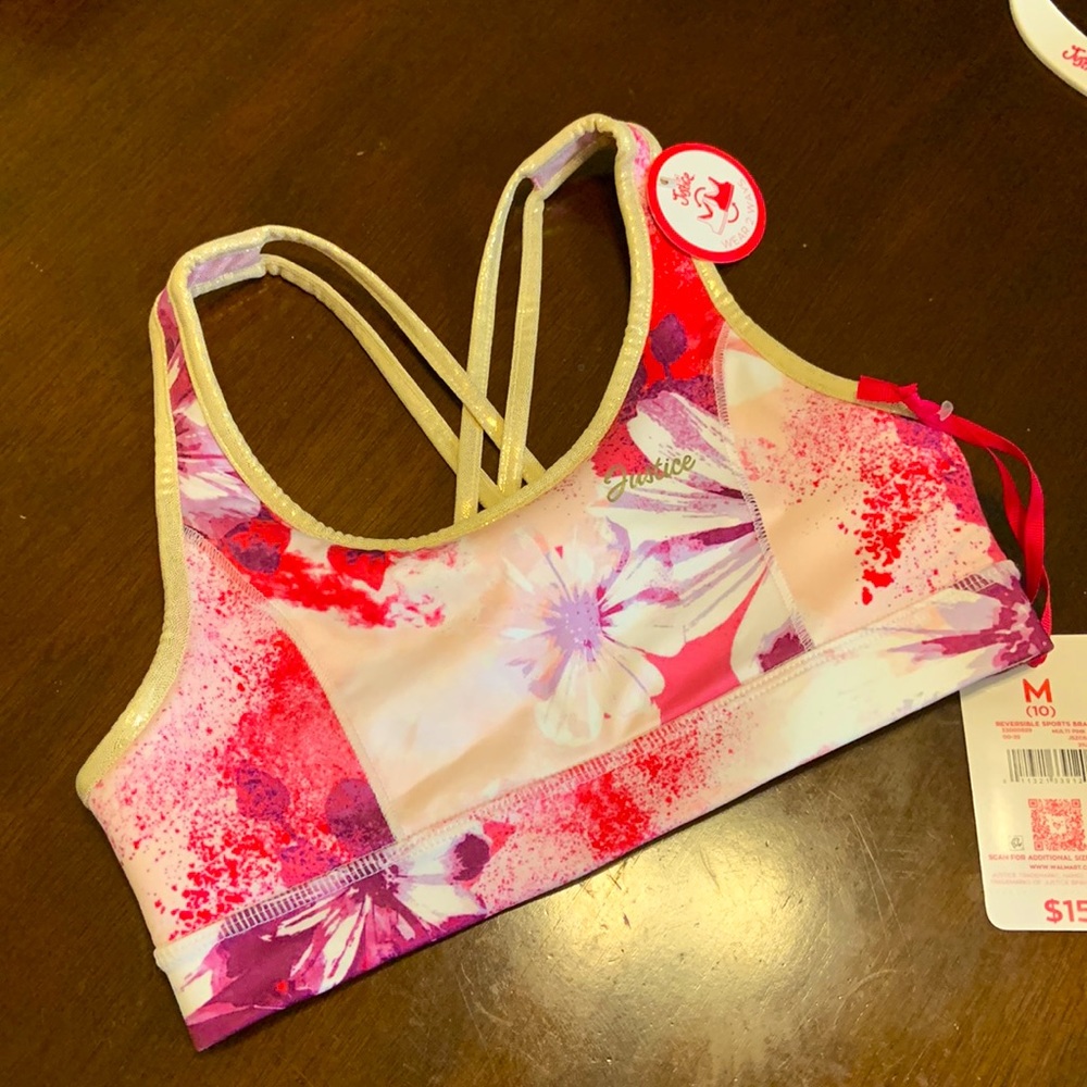 JUSTICE SPORT BRA (GIRL) REVERSIBLE - NWT - Picture 3 of 13